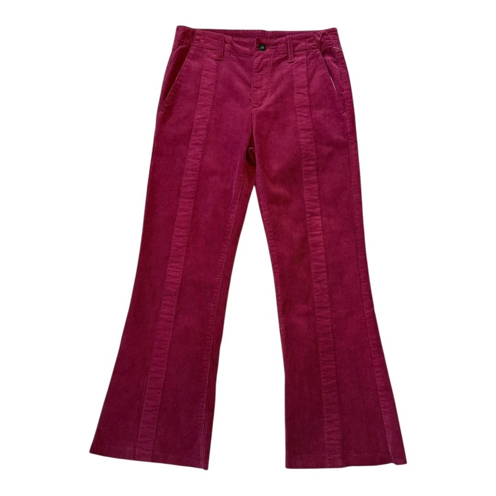 AG Adriano Goldschmied Corduroy Flare Pants Burgundy Size 4 (26)
